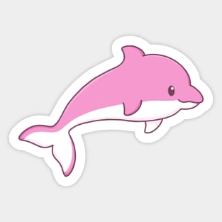 cute pink summer dolphin Sticker